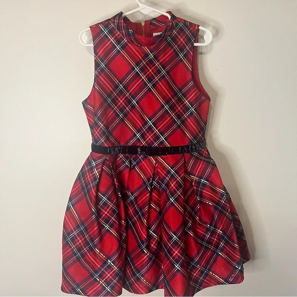 American Girl Red Plaid Dress with Black Belt accent